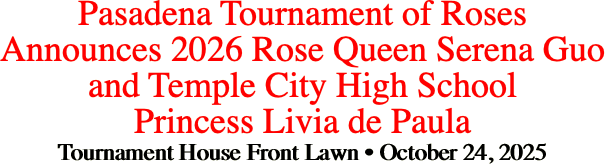 Pasadena Tournament of Roses Announces 2026