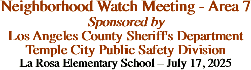 Neighborhood Watch Meeting - Area